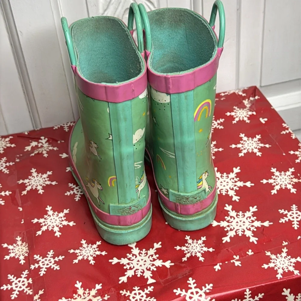 Blue Mountain Girls Unicorn Print Rain Boots Size 1
